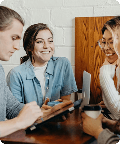 Team members collaborating during a planning conversation